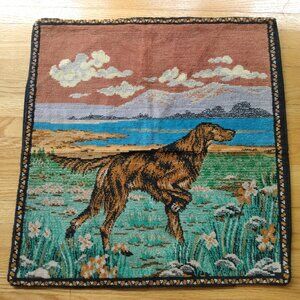 Vintage Hunting Dog Tapestry Pillow Cover Red Irish Setter